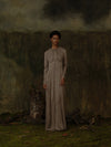 Mutedance 25 Autumn and Winter Round Neck Long Sleeve Waist Dress Flower Dye MD-MD25FW99-sand (MD25FW98)